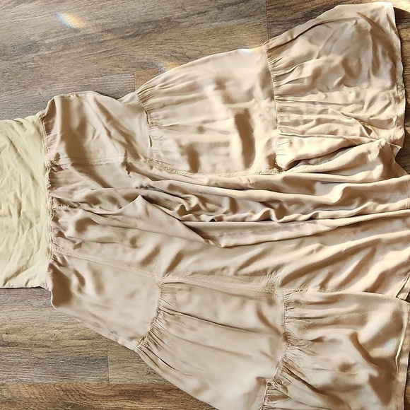 Sacred Threads Beige Ruffled Palazzo Pants Size Medium Stretch Waist - Picture 4 of 7